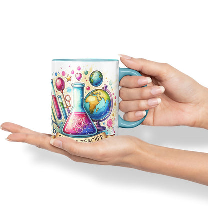 Vixar Science Teacher Teacher Mug Thank You, End of School Gift Ceramic Coloured Mug Cup for Tea Coffee Hot Brew 330ml 11Oz Gift