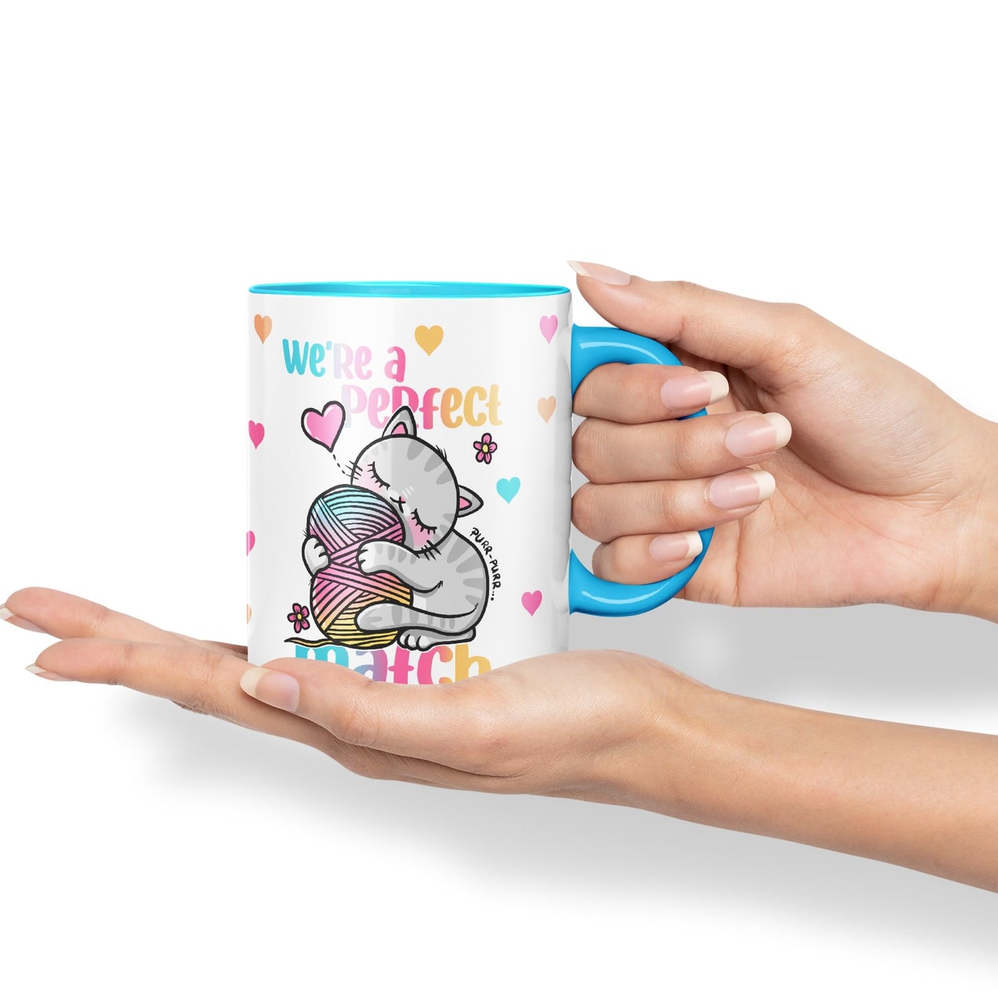We're a Perfect Match cat Lover Coloured Ceramic Mug Cup Gift 330ml 11oz Work Office Tea Coffee Gift
