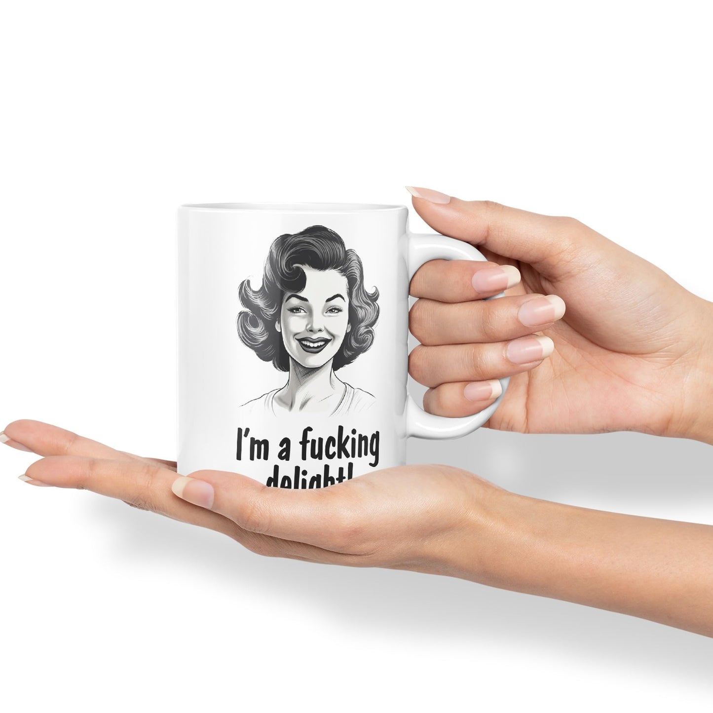 I'm a f.. Delight! Sarcastic Joke Ceramic Coloured Mug Cup for Tea Coffee Hot Brew 330ml 11Oz