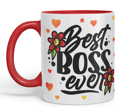 Vixar Best Boss Ever Joke Coloured Ceramic Mug Cup Gift 330ml 11oz Work Office Tea Coffee