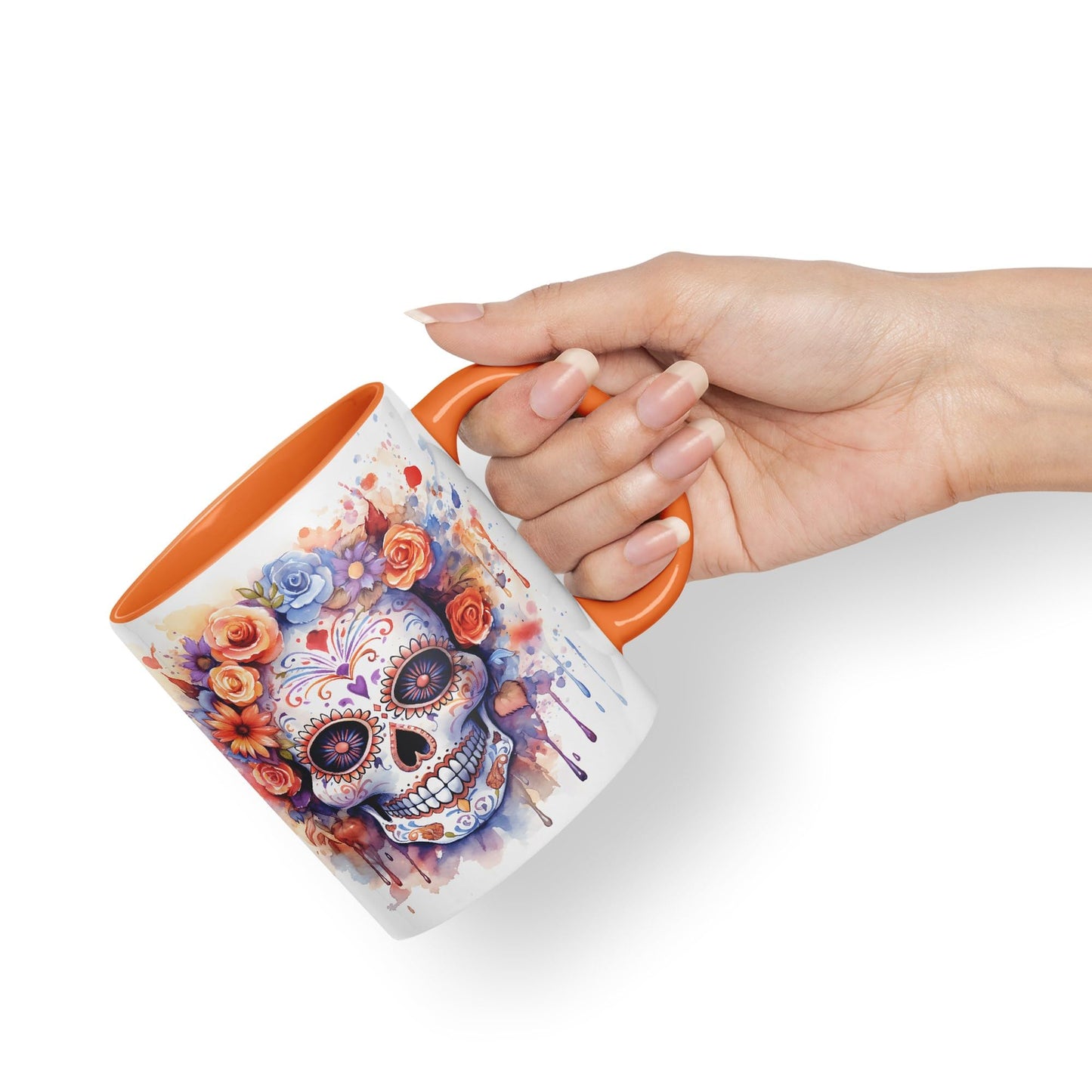 Sugar Skull and Roses Ceramic Coloured Mug Cup for Tea Coffee Hot Brew 330ml 11Oz Gift sk5