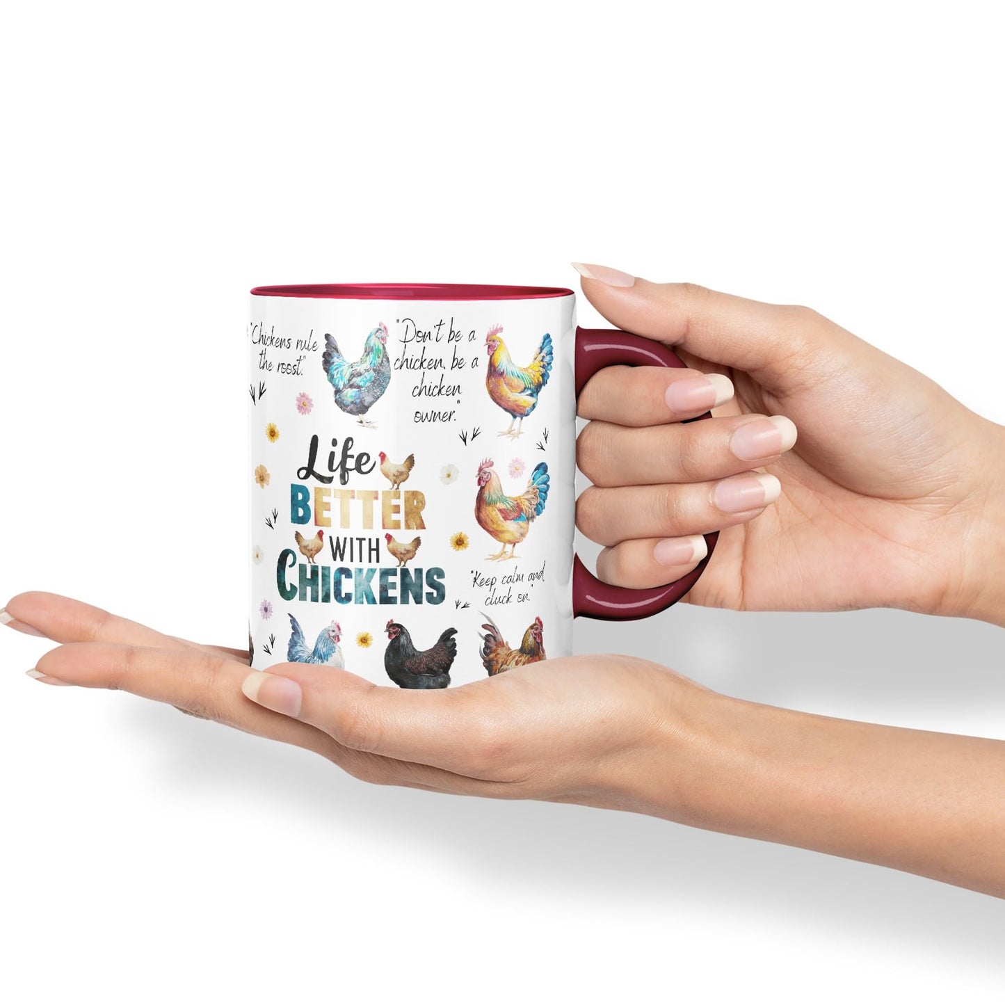 Life Better with Chickens Joke sarkasm Sarcastic Ceramic Coloured Mug Cup for Tea Coffee Hot Brew 330ml 11Oz Gift