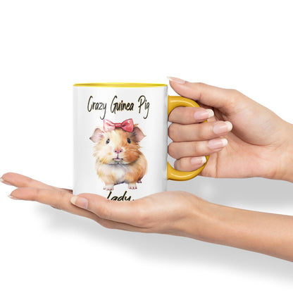 Crazy Guinea Pig Lady Joke sarkasm Sarcastic Ceramic Coloured Mug Cup for Tea Coffee Hot Brew 330ml 11Oz Gift