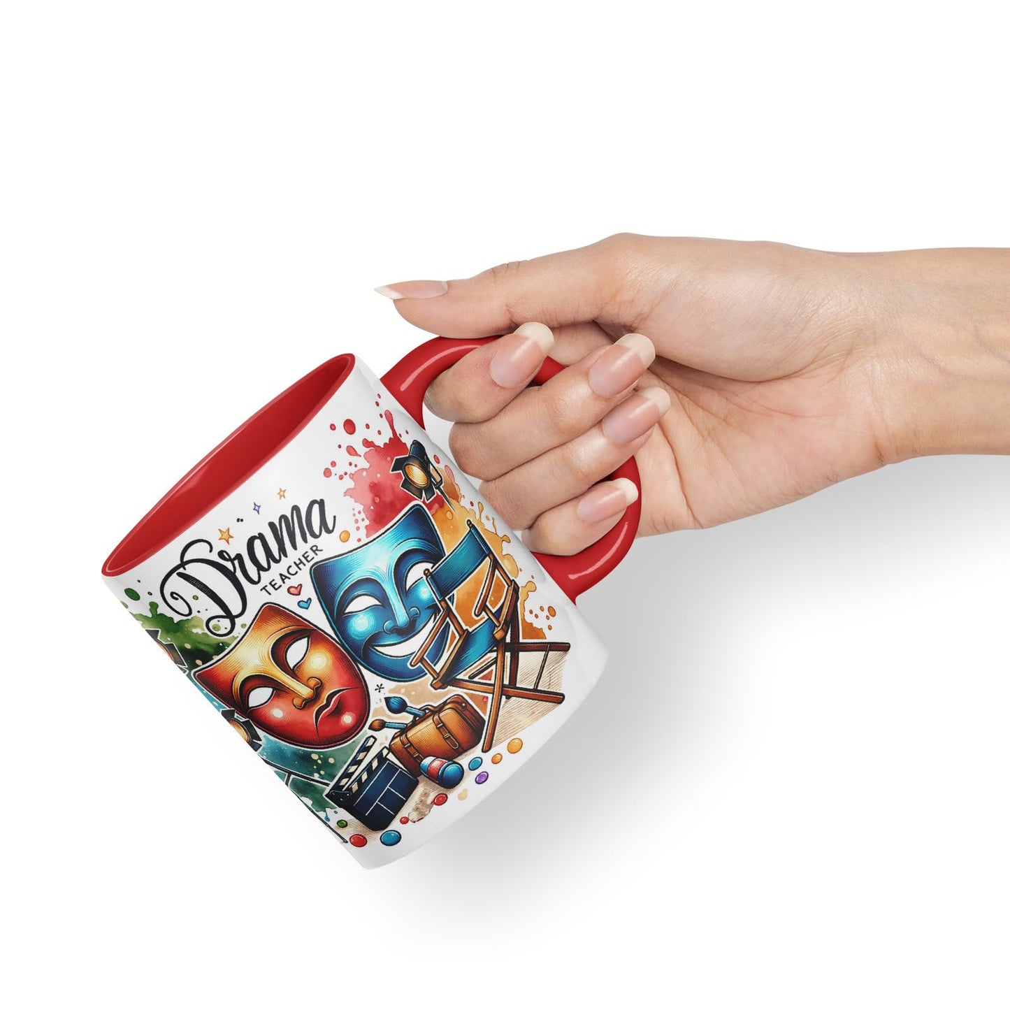 Vixar Drama Teacher Mug Thank You, End of School Gift Ceramic Coloured Mug Cup for Tea Coffee Hot Brew 330ml 11Oz Gift