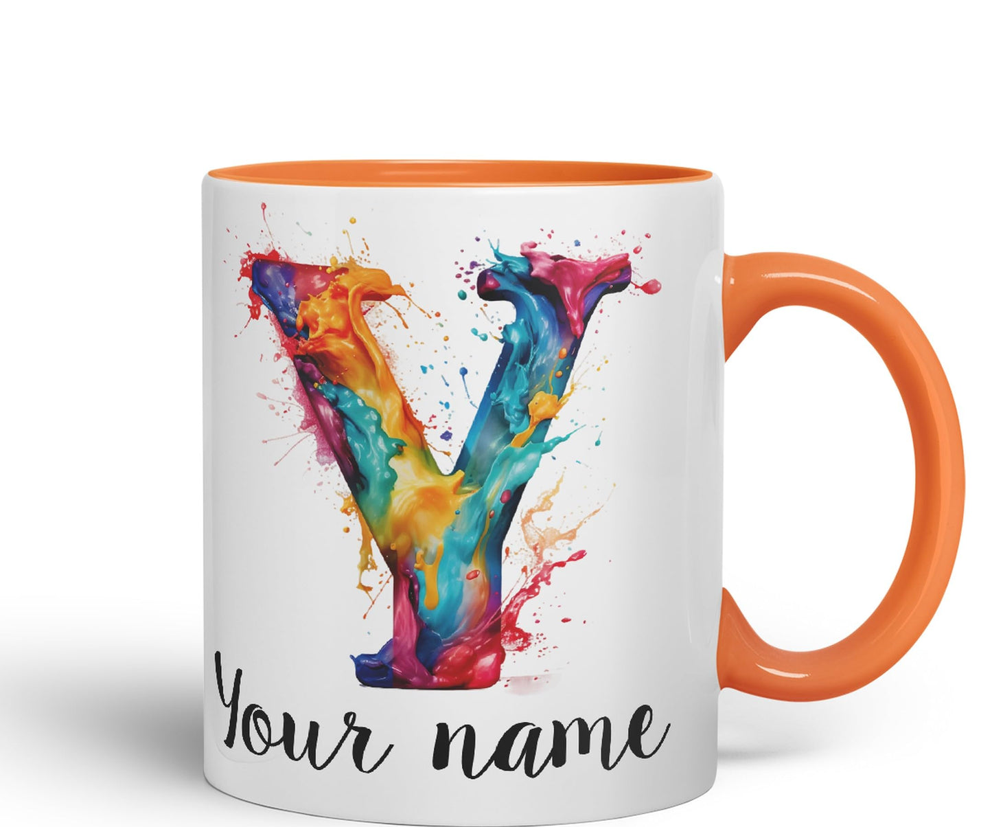 Personalised Letter Y mug, Alphabet cusomized custom Letter Y Monogram watercolour Ceramic Coloured Mug Cup for Tea Coffee Hot brew 330ml 11Oz Gift