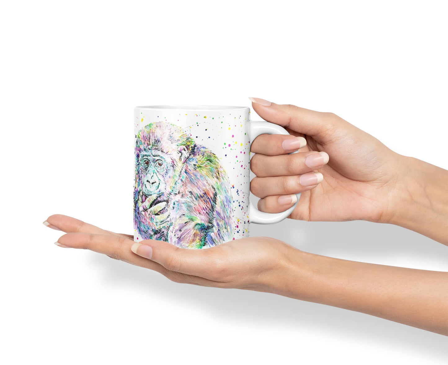 Vixar Gorilla Ape Monkey Animals Watercolour Art Coloured Mug Cup Gift Birthday Work Office Tea Coffee