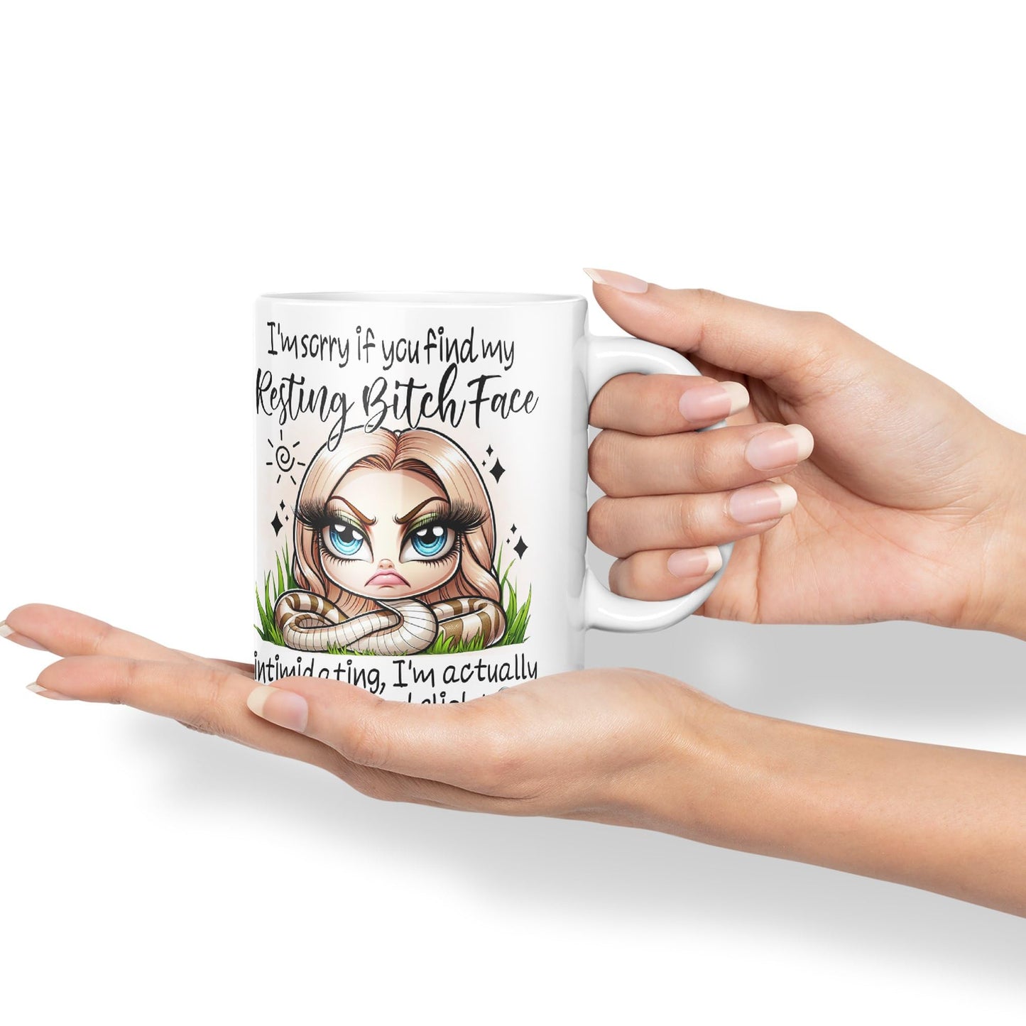 Im Sorry if You find My Resting Bitch face...,Snake Joke sarkasm Sarcastic Ceramic Coloured Mug Cup for Tea Coffee Hot Brew 330ml 11Oz Gift