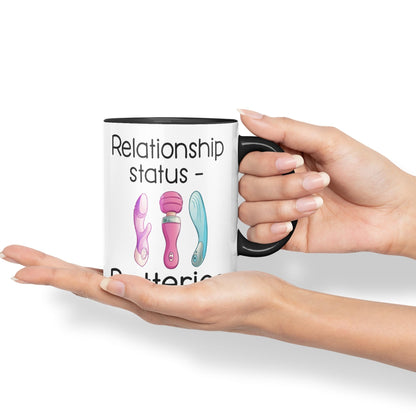 Vixar Relationship Status Batteries Adult Joke Sarcastic Tree Presents Coloured Ceramic Mug Cup Gift 330ml 11oz Work Office Tea Coffee Gift