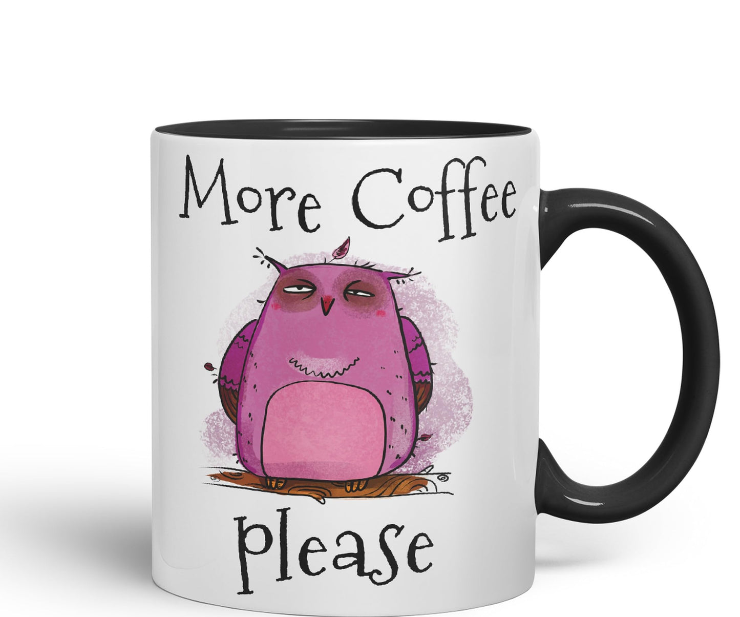 Vixar More Coffee Please owl Ceramic Coloured Mug Cup Gift Tea Coffee Christmas Office Home Joke Sarcastic