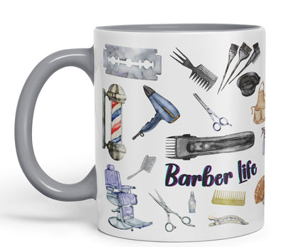 Barber Life hairdresser Ceramic Coloured Mug Cup for Tea Coffee Hot brew 330ml 11Oz Gift