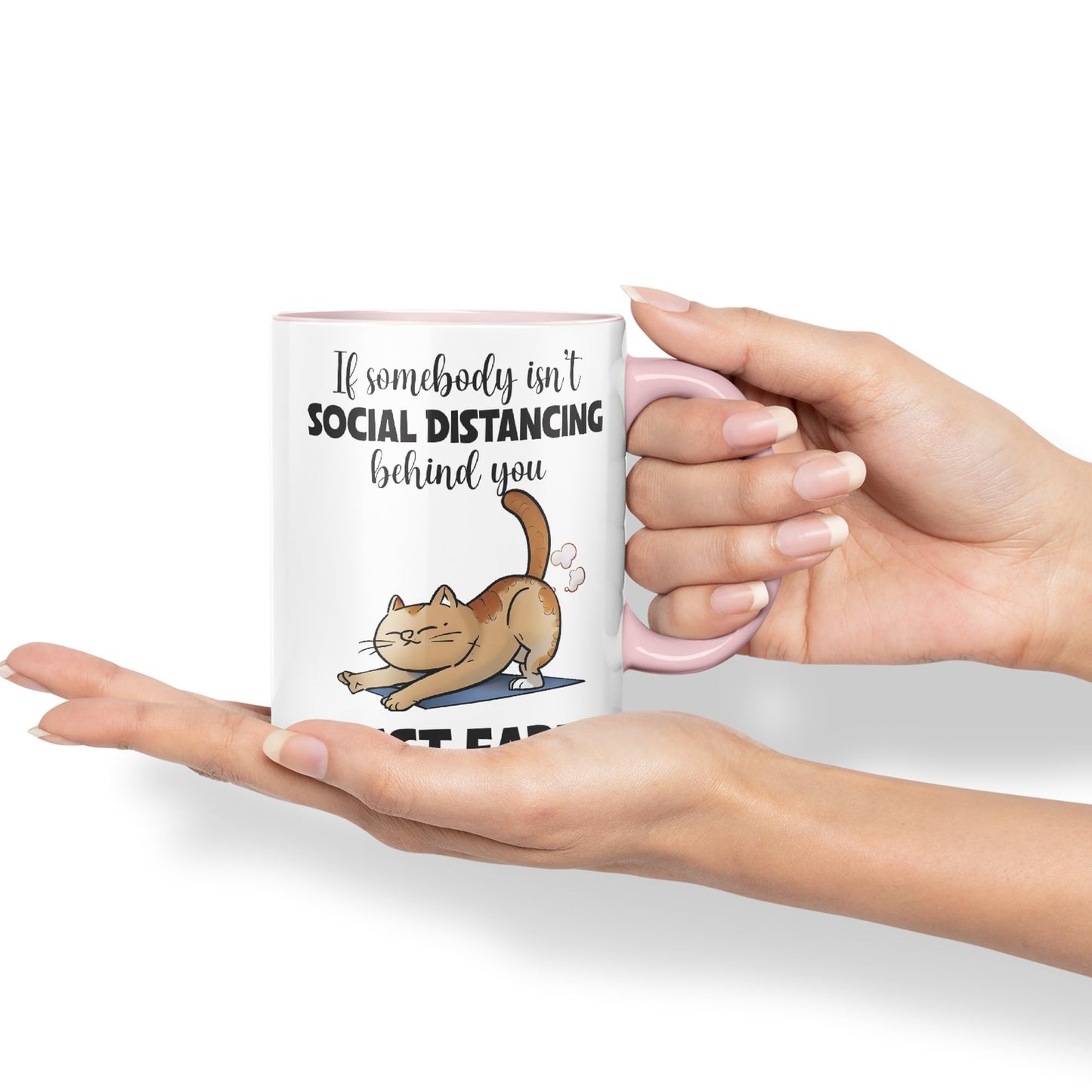 Vixar If Somebody Isn't Social Distancing Behind You Just Fart Cats Sarcastic Joke Ceramic Coloured Mug Cup for Tea Coffee Hot Brew 330ml 11oz