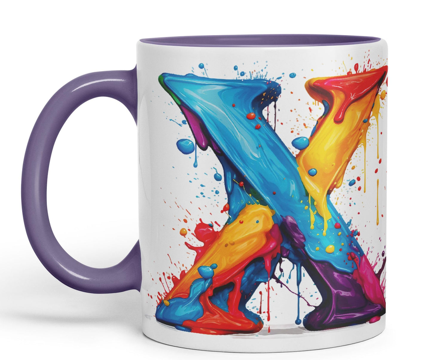 Letter X mug, Alphabet Letter X Monogram watercolour Ceramic Coloured Mug Cup for Tea Coffee Hot brew 330ml 11Oz Gift