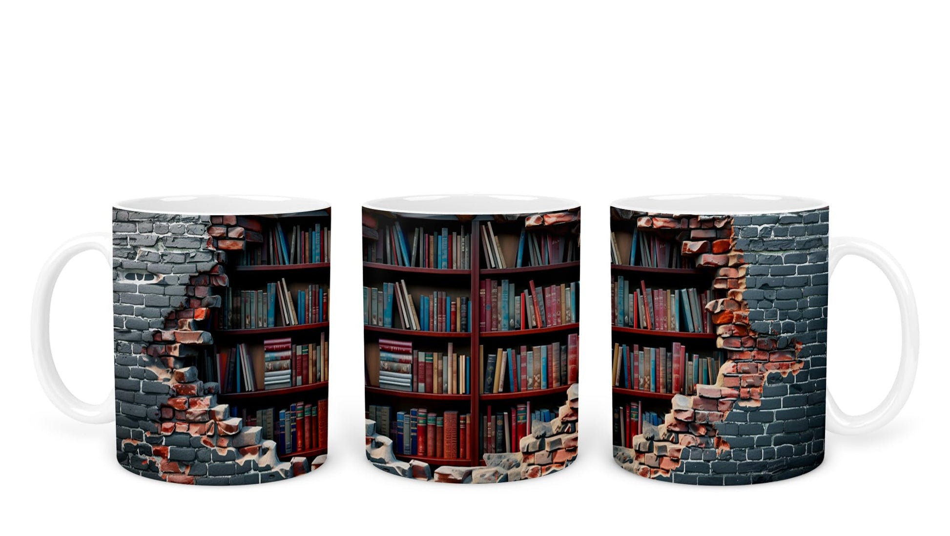 Vixar Book Wall Mug Ceramic Mug Cup Gift for Reading Lovers, 10oz V1