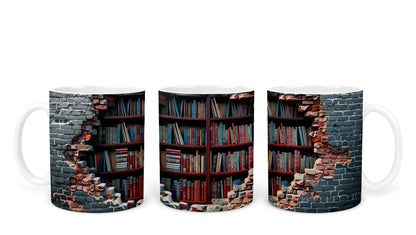 Vixar Book Wall Mug Ceramic Mug Cup Gift for Reading Lovers, 10oz V1