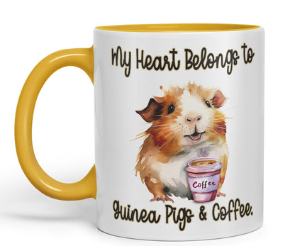 My Heart Belongs to Guine Pig & Coffee, Joke sarkasm Sarcastic Ceramic Coloured Mug Cup for Tea Coffee Hot Brew 330ml 11Oz Gift