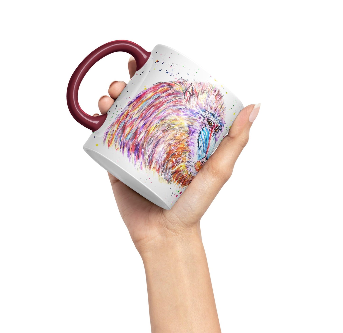 Vixar Mandrill Monkey Ape Animals Watercolour Art Coloured Ceramic 330 ml Mug Cup Gift Birthday Work Office Tea Coffee