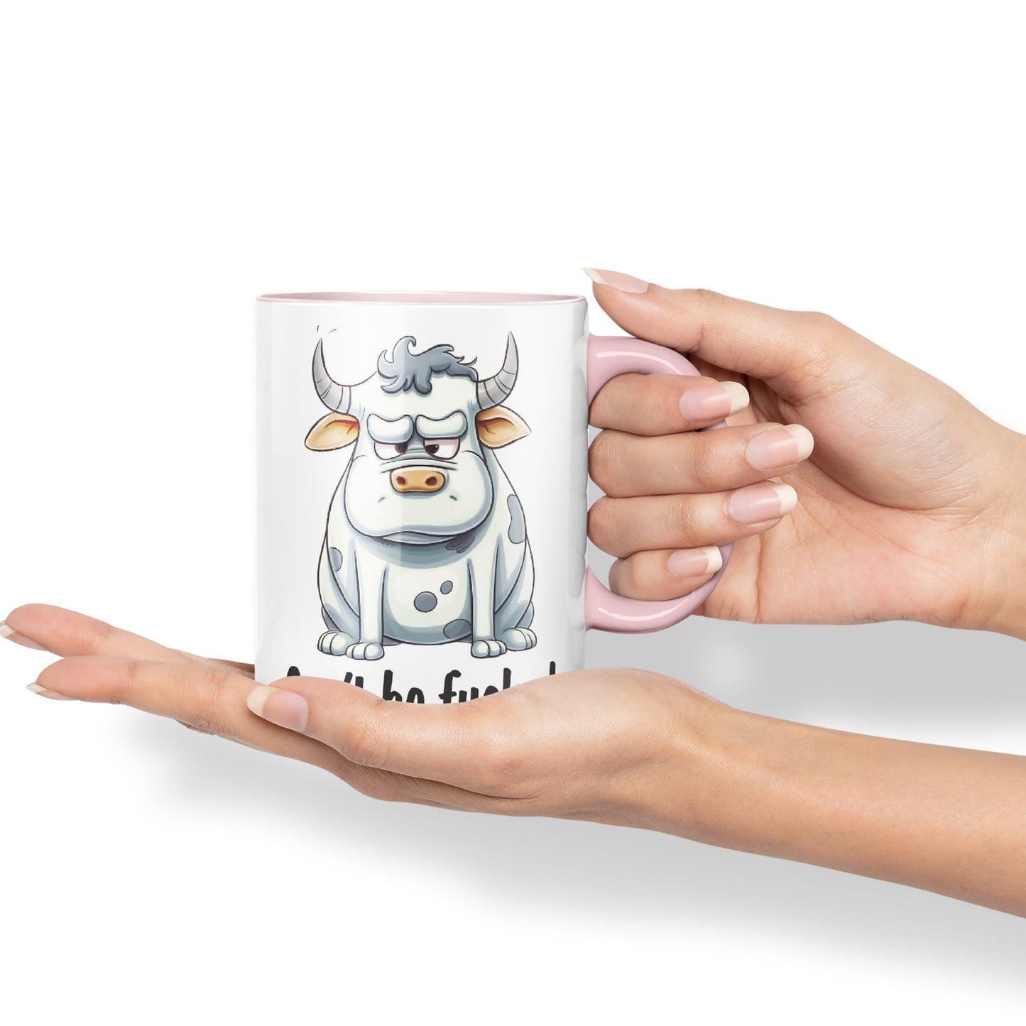Can't be Fucked Cow Sarcastic Joke Ceramic Coloured Mug Cup for Tea Coffee Hot Brew 330ml 11Oz