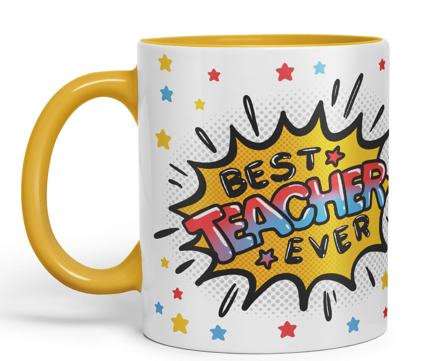 Vixar Best Teacher Ever, Ceramic 330 ml 11oz Coloured Mug Cup, Teacher Gift from Kids, School Gift, end of Year for Coffee Tea (T3)