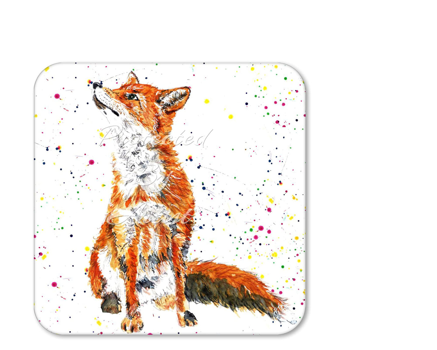 Coaster Fox British Wildlife Hand Painted Animals Coasters Watercolour Art Gift Work Office Dining Tea coffee