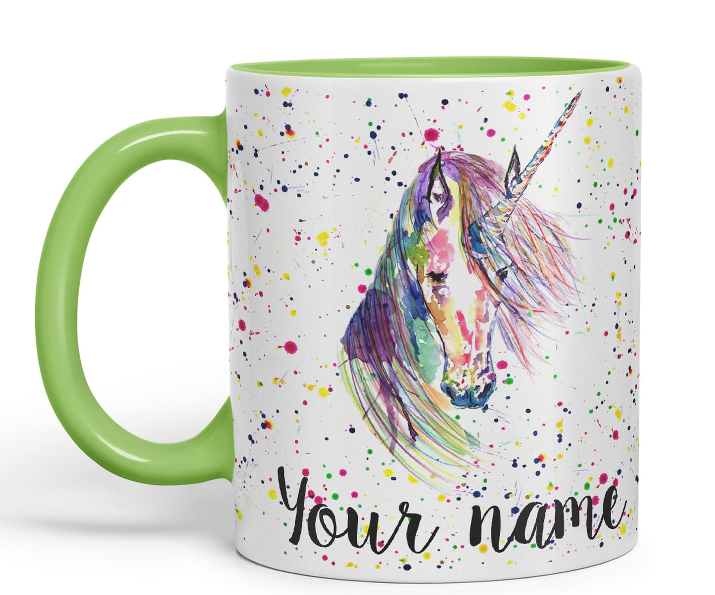 Vixar Personalised with Your Text Unicorn Watercolour Art Coloured Ceramic Mug Cup Gift 330ml 11oz Custom Work Office Tea Coffee (O2)