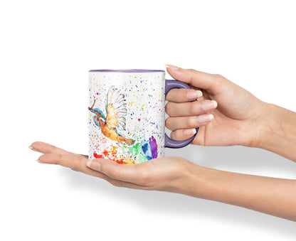 Vixar King Fisher Kingfisher Bird Animals Watercolour Art Coloured Mug Cup Gift Birthday Work Office Tea Coffee
