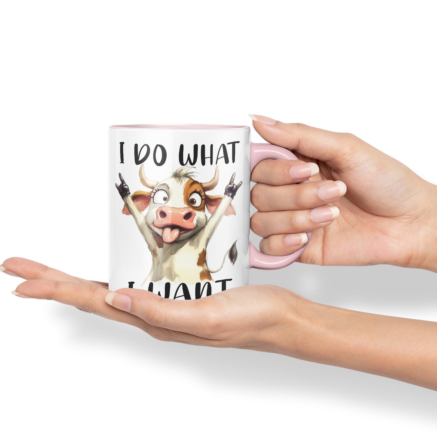 I Do What, I Want Cow Joke sarkasm Sarcastic Ceramic Coloured Mug Cup for Tea Coffee Hot Brew 330ml 11Oz Gift