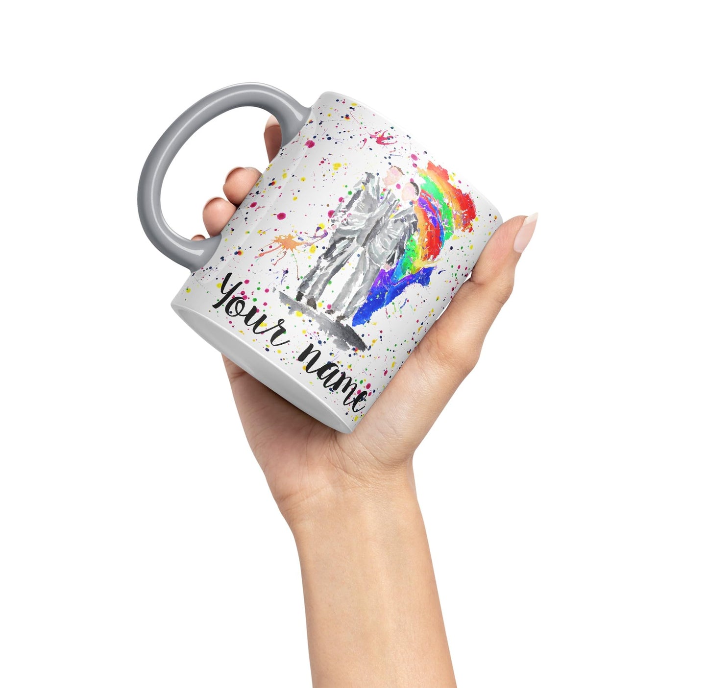 Vixar Personalised with Your Text Wedding Mr and Mr Pride Gay Art Coloured Ceramic Mug Cup Gift 330ml 11oz Custom Work Office Tea Coffee