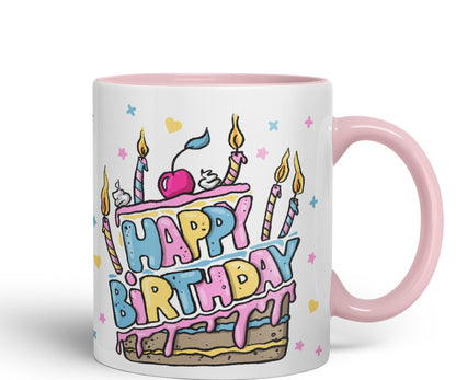 Vixar Happy Birthday Mug Cake Ceramic Coloured Mug Cup Gift Tea Coffee Christmas Office Home