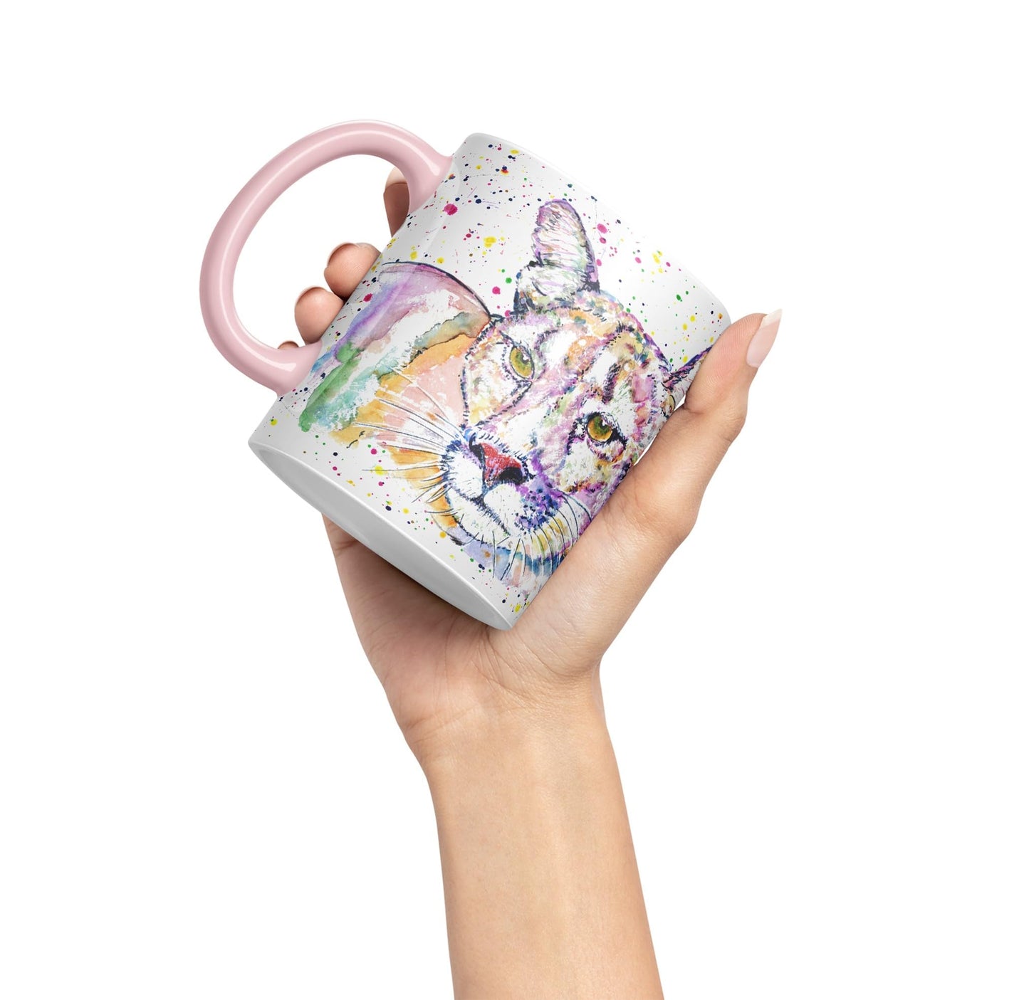 Vixar Cougar Big Cat Animals Watercolour Art Coloured 330 ml Mug Cup Gift Birthday Work Office Tea Coffee