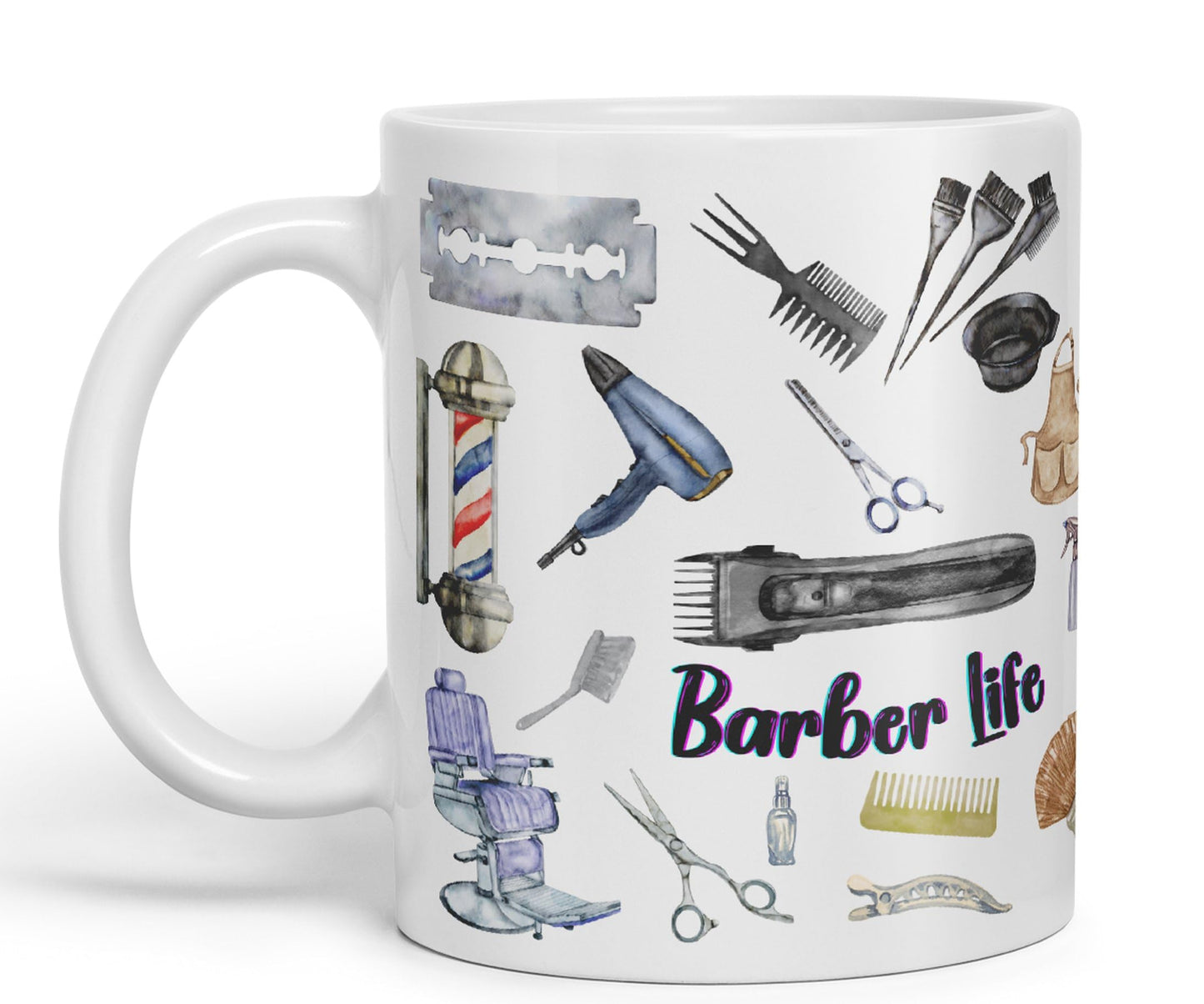 Barber Life hairdresser Ceramic Coloured Mug Cup for Tea Coffee Hot brew 330ml 11Oz Gift