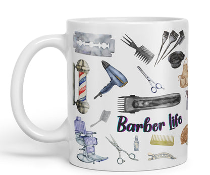 Barber Life hairdresser Ceramic Coloured Mug Cup for Tea Coffee Hot brew 330ml 11Oz Gift