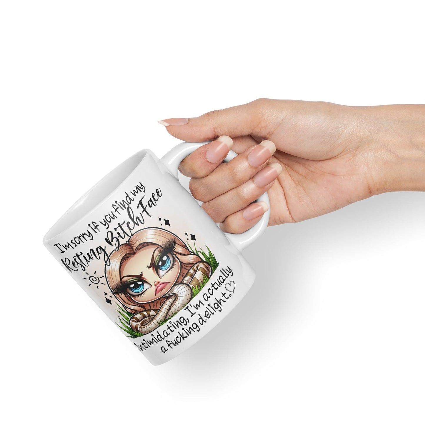 Im Sorry if You find My Resting Bitch face...,Snake Joke sarkasm Sarcastic Ceramic Coloured Mug Cup for Tea Coffee Hot Brew 330ml 11Oz Gift