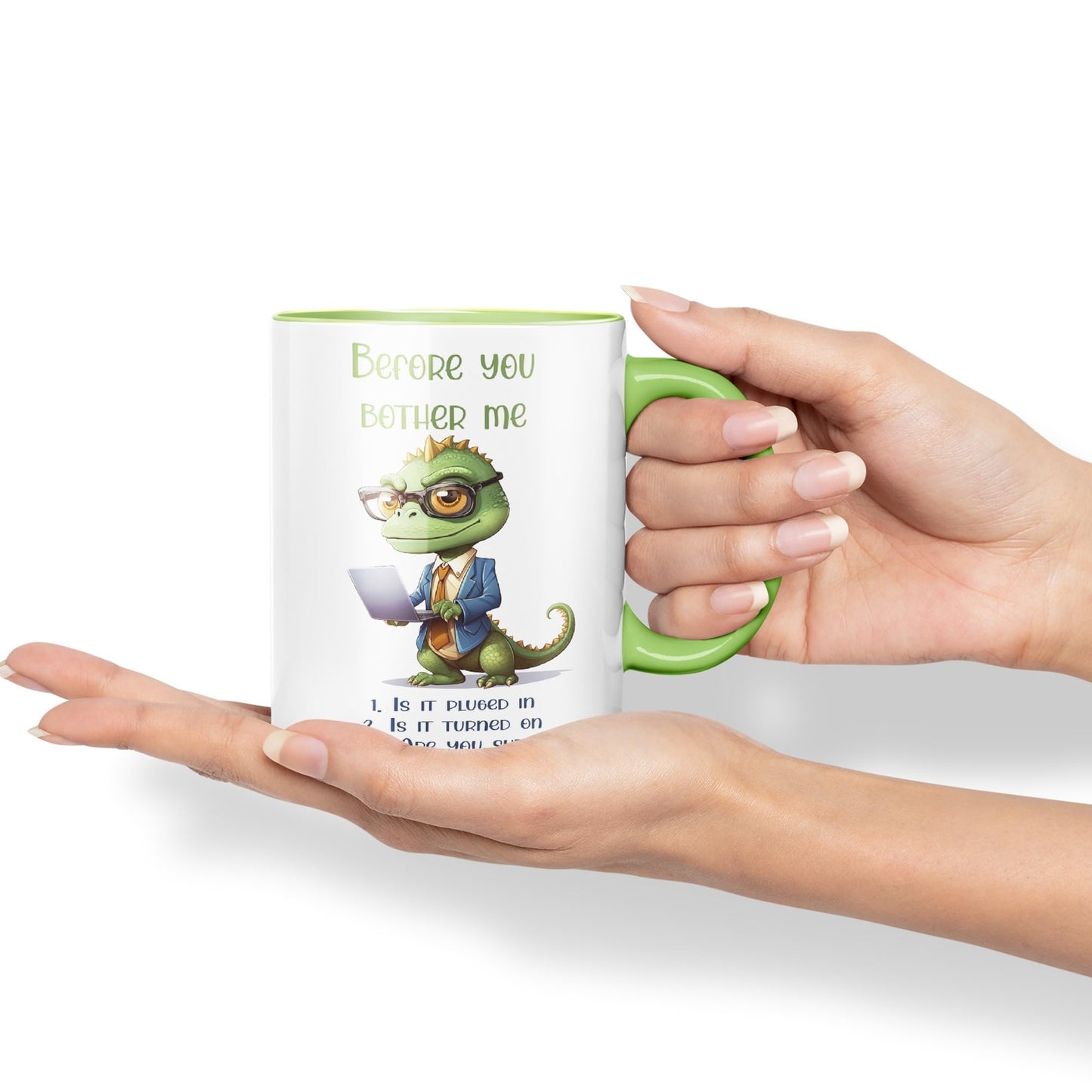 Before You Bother me Crocodile Joke sarkasm Sarcastic Ceramic Coloured Mug Cup for Tea Coffee Hot Brew 330ml 11Oz Gift