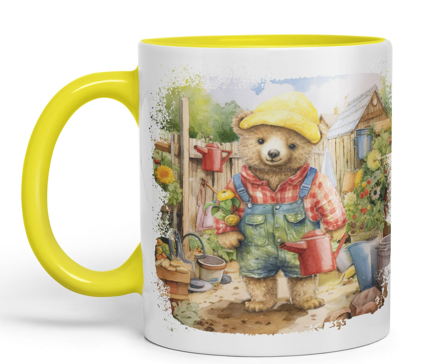 Vixar Teddy Bear Gardener Men Garden Ceramic Mug Coloured Mug Cup Gift Birthday Work Office Tea Coffee