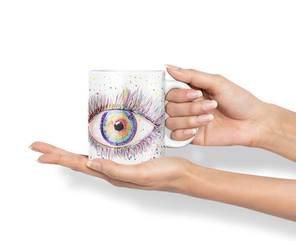 Vixar Eye Rainbow Watercolour Art Coloured Mug Cup Gift Birthday Work Office Tea Coffee