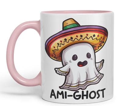 Ami-Ghost, Mexican hat Ghost Joke sarkasm Sarcastic Ceramic Coloured Mug Cup for Tea Coffee Hot Brew 330ml 11Oz Gift