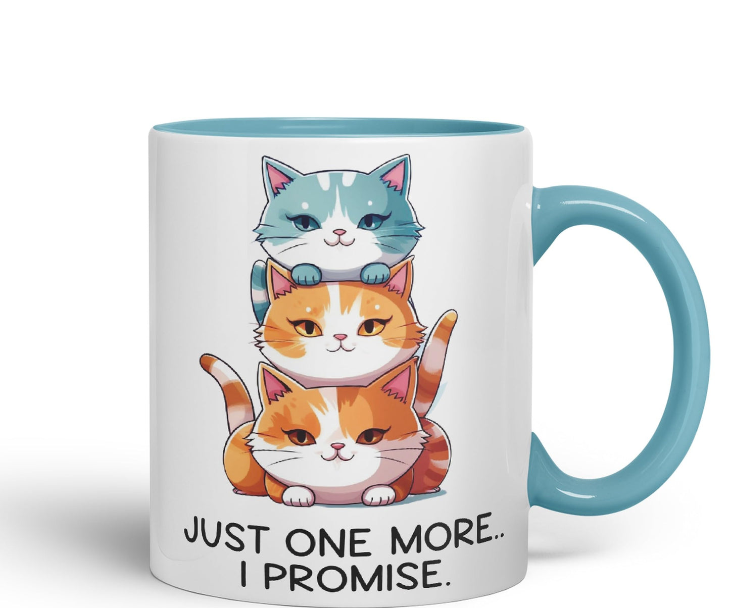 Just one More.. I Pomise Cats cat Sarcastic Joke Ceramic Coloured Mug Cup for Tea Coffee Hot Brew 330ml 11Oz