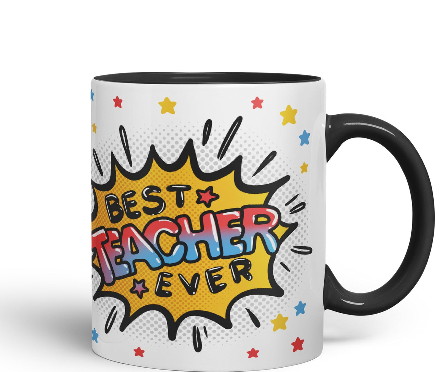 Vixar Best Teacher Ever, Ceramic 330 ml 11oz Coloured Mug Cup, Teacher Gift from Kids, School Gift, end of Year for Coffee Tea (T3)