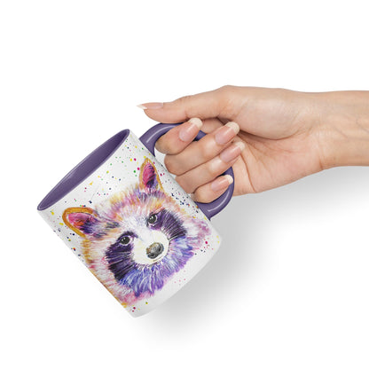Racoon animals Watercolour Ceramic Coloured Mug Cup for Tea Coffee Hot brew 330ml 11Oz Gift