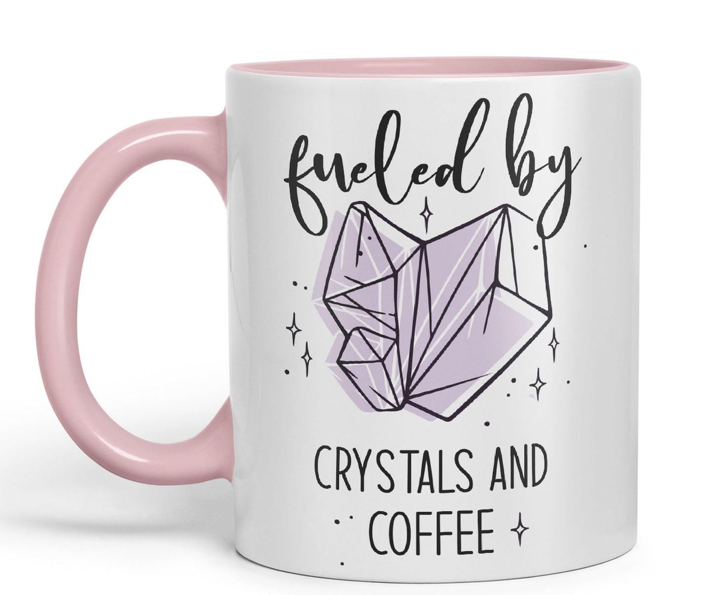 Fueled by Crystals Sugar and Coffee Sarcastic Joke Ceramic Coloured Mug Cup for Tea Coffee Hot Brew 330ml 11Oz