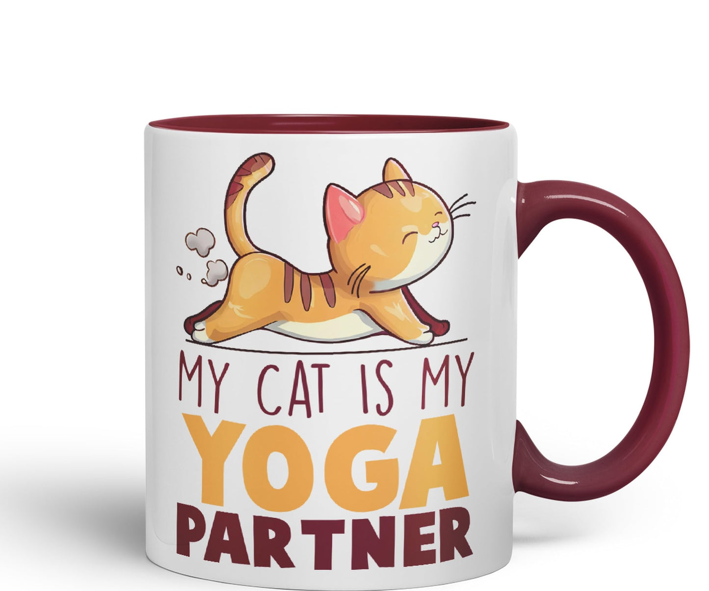 My cat is My Yoga Partner, cat Sarcastic Joke Ceramic Coloured Mug Cup for Tea Coffee Hot Brew 330ml 11Oz