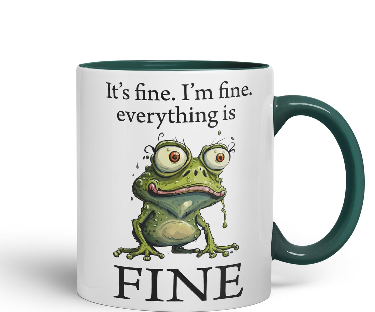 Vixar Frog It's fine I'm fine Everything is fine Joke Sarcastic Ceramic Mug Coloured Mug Cup Gift Tea Coffee Christmas
