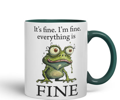 Vixar Frog It's fine I'm fine Everything is fine Joke Sarcastic Ceramic Mug Coloured Mug Cup Gift Tea Coffee Christmas