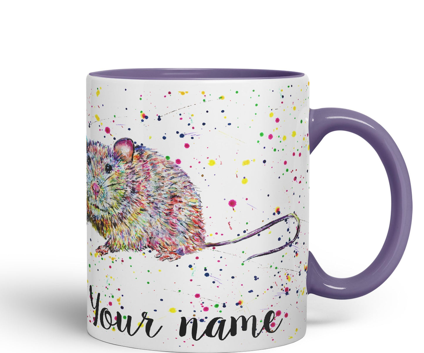 Vixar Personalised with Your Text Rat Rodent Animals Watercolour Art Coloured Ceramic Mug Cup Gift 330ml 11oz Custom Work Office Tea Coffee (O2)