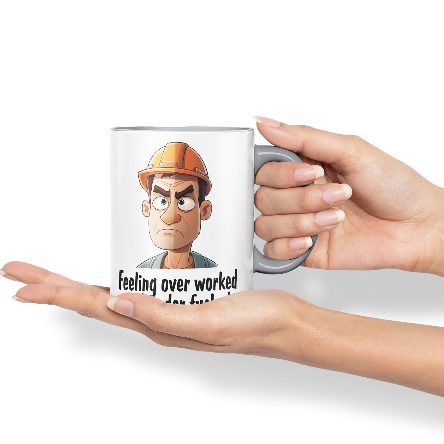 Feeling Over Worked and Under f… Sarcastic Joke Ceramic Coloured Mug Cup for Tea Coffee Hot Brew 330ml 11 Oz