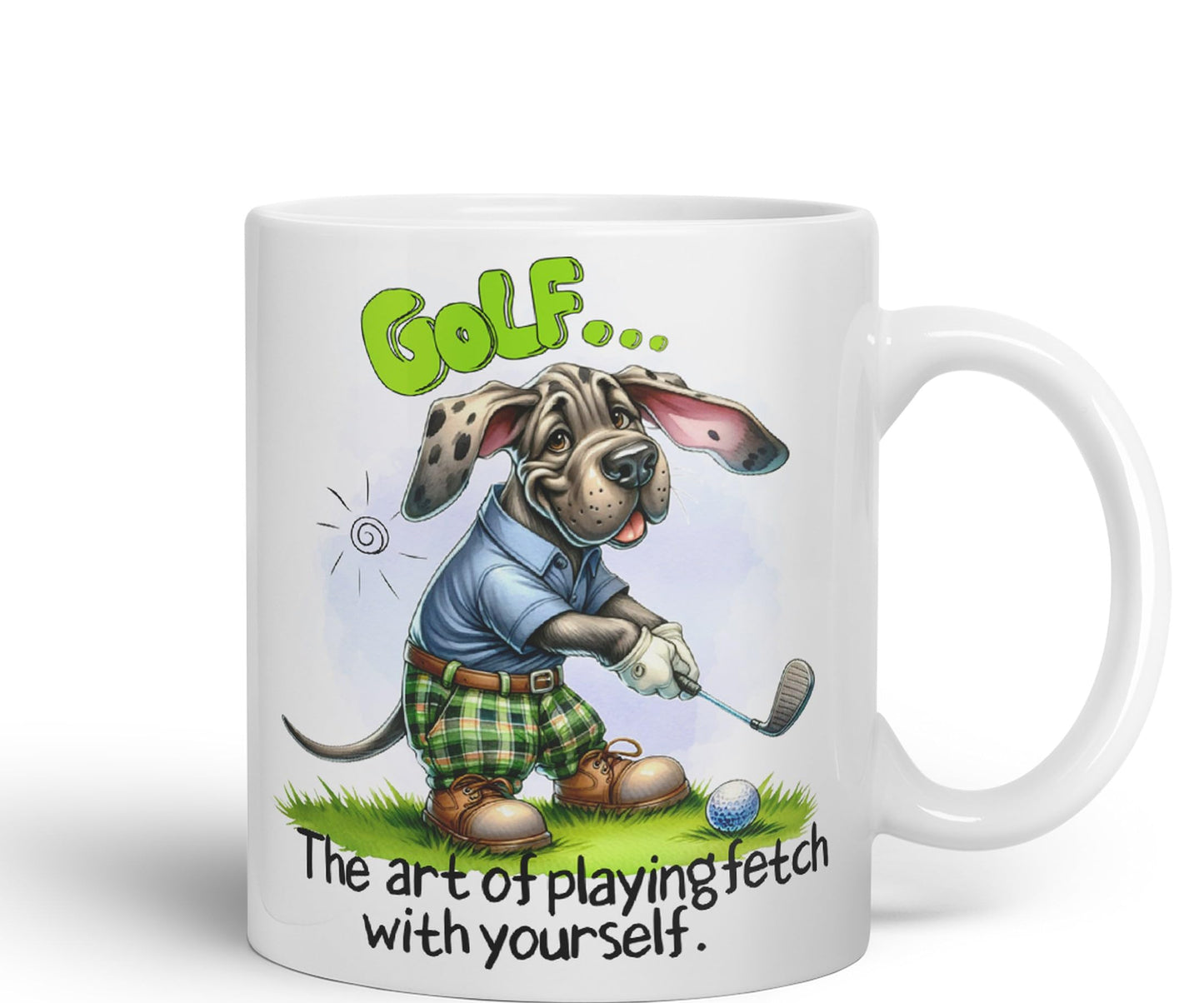 Golf … The Art of playingfetch with Your self, Dog Joke sarkasm Ceramic Coloured Mug Cup for Tea Coffee Hot Brew 330ml 11Oz Gift