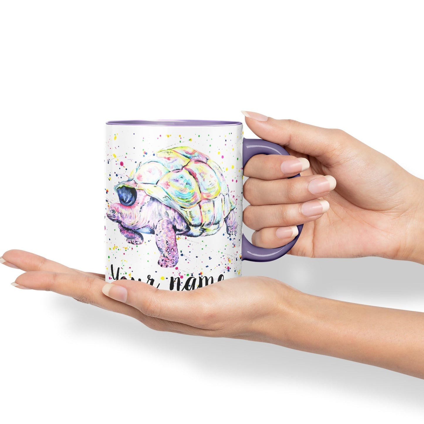 Personalised mug with Your Text name Tortoise Sea animals Watercolour Art Coloured Ceramic Mug Cup Gift 330ml 11oz Custom Work Office Tea Coffee