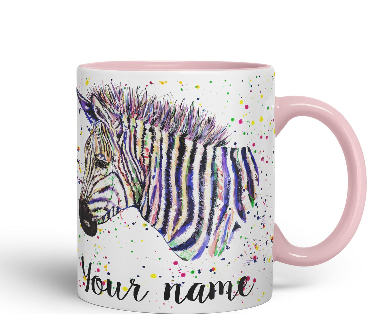 Vixar Personalised with Your Text Zebra Wildlife Animals Art Coloured Ceramic Mug Cup Gift 330ml 11oz Custom Work Office Tea Coffee