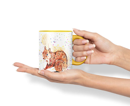 Vixar Squirrel Wildlife Natural Animals Watercolour Art Coloured Mug Cup Gift Birthday Work Office Tea Coffee