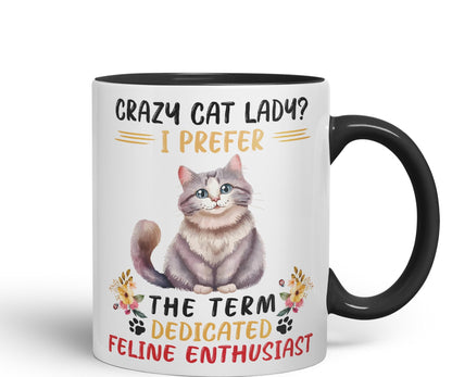 Vixar Crazy Cat Lady? I Prefer Sarcastic Joke Ceramic Coloured Mug Cup for Tea Coffee Hot Brew 330ml 11Oz